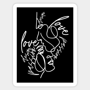 Abstract Love and Passion Faces One Line Art Sticker